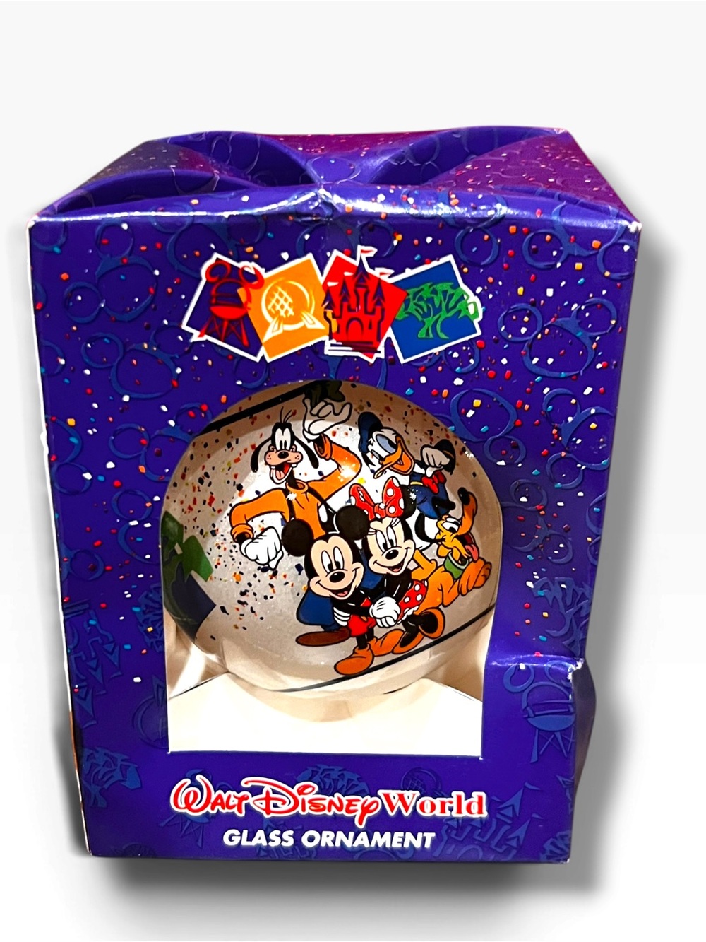 Vintage Disney World Parks Fab Five Four Parks Glass Ball Ornament E-5
